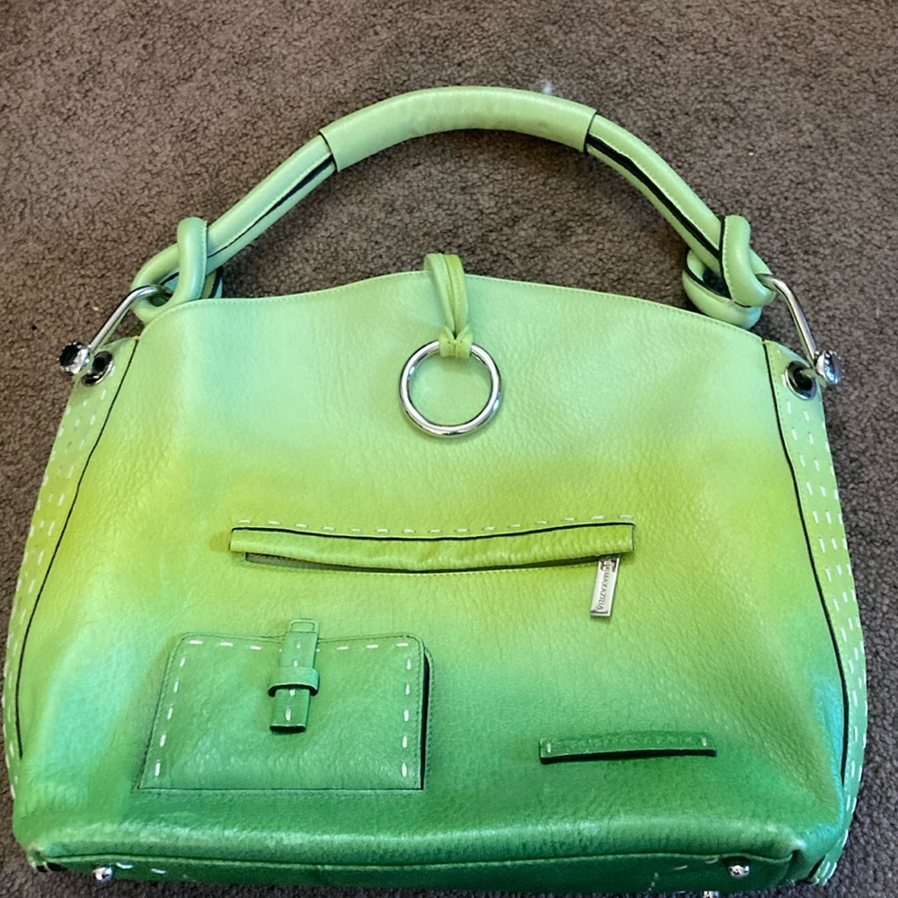 BCBG HOBO LEATHER GREEN OMBRE BAG